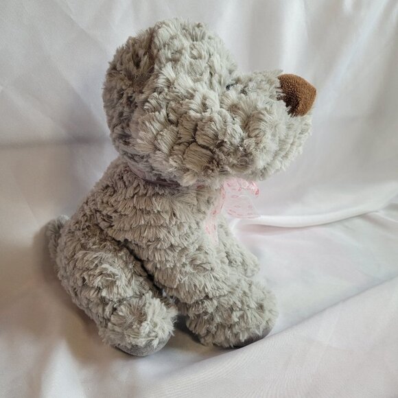 Burton & Burton 11" Gray Puppy With Sheer Pink Bow - Picture 4 of 8
